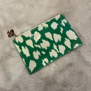 Kate Spade Green Painterly Cheetah Pouch Clutch